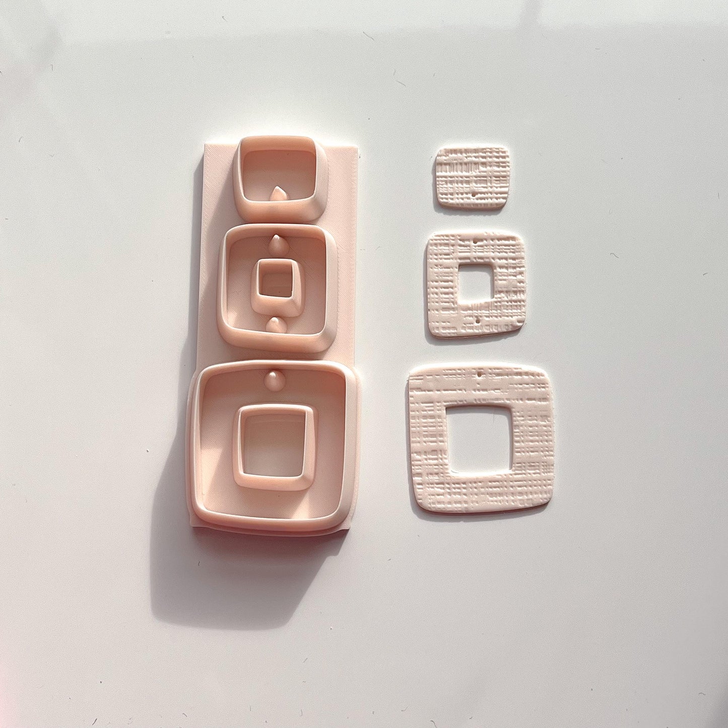 Stacked Squares All-In-One Polymer Clay Cutter with Hole Punch| Statement Earrings | E-6