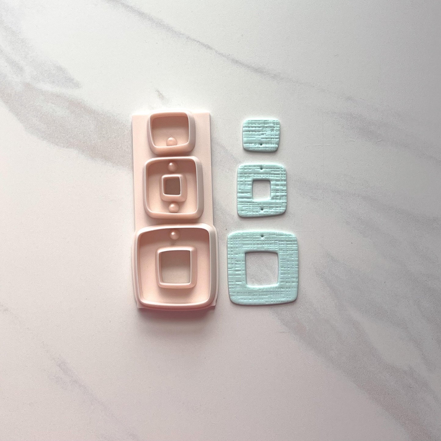 Stacked Squares All-In-One Polymer Clay Cutter with Hole Punch| Statement Earrings | E-6
