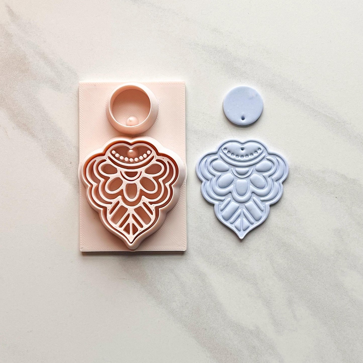 Lotus Bloom All-In-One Polymer Clay Cutter and Hole Punch | Statement Earrings | E-15