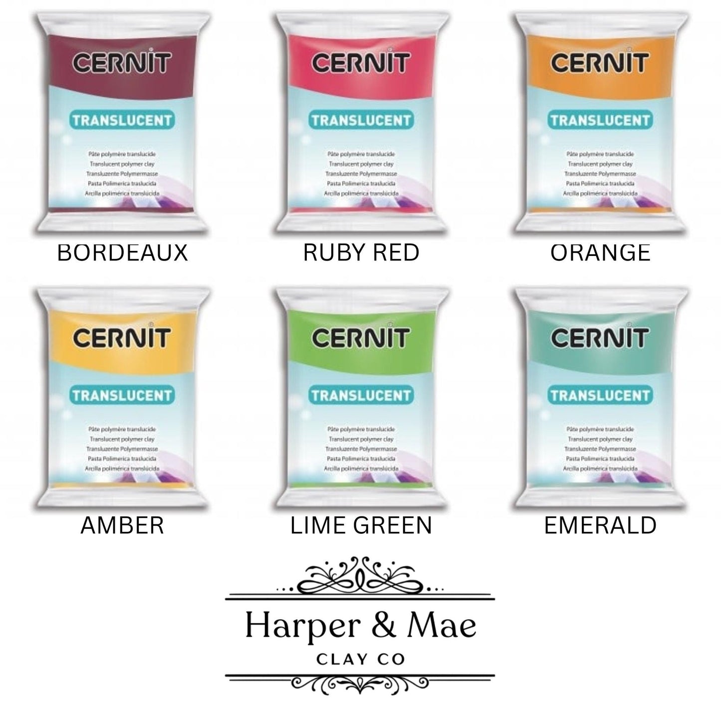 Cernit Translucent Polymer Clay 56g (2 oz) & 250g (8oz) – Professional High-Clarity Clay | All Colors Available
