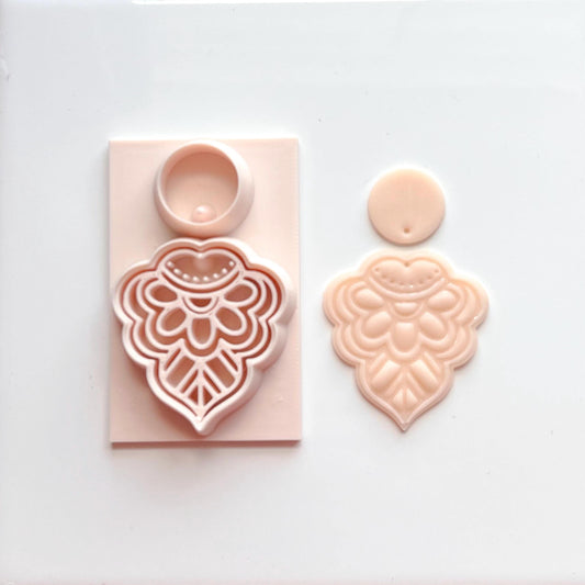 Lotus Bloom All-In-One Polymer Clay Cutter and Hole Punch | Statement Earrings | E-15