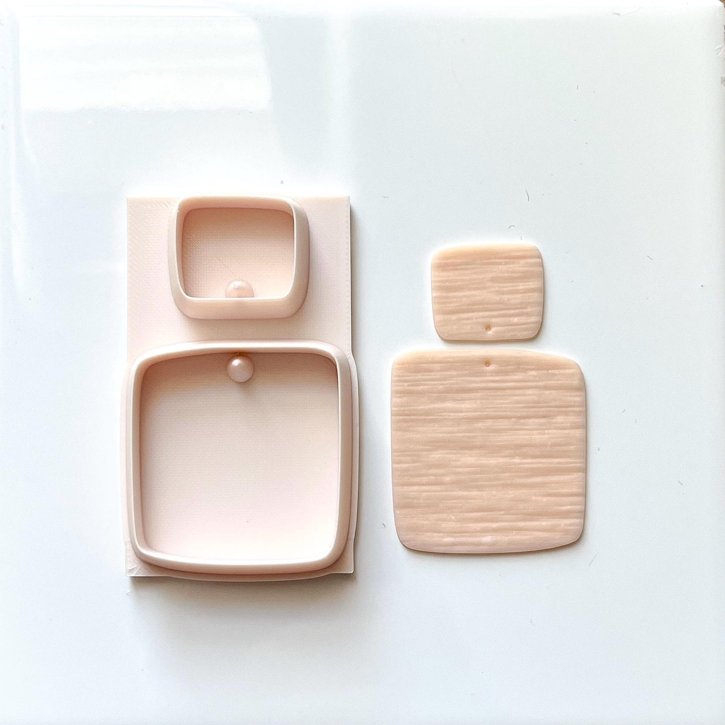 All-In-One Duo Organic Square Polymer Clay Cutter & Hole Punch Tool | Statement Earrings | D-2