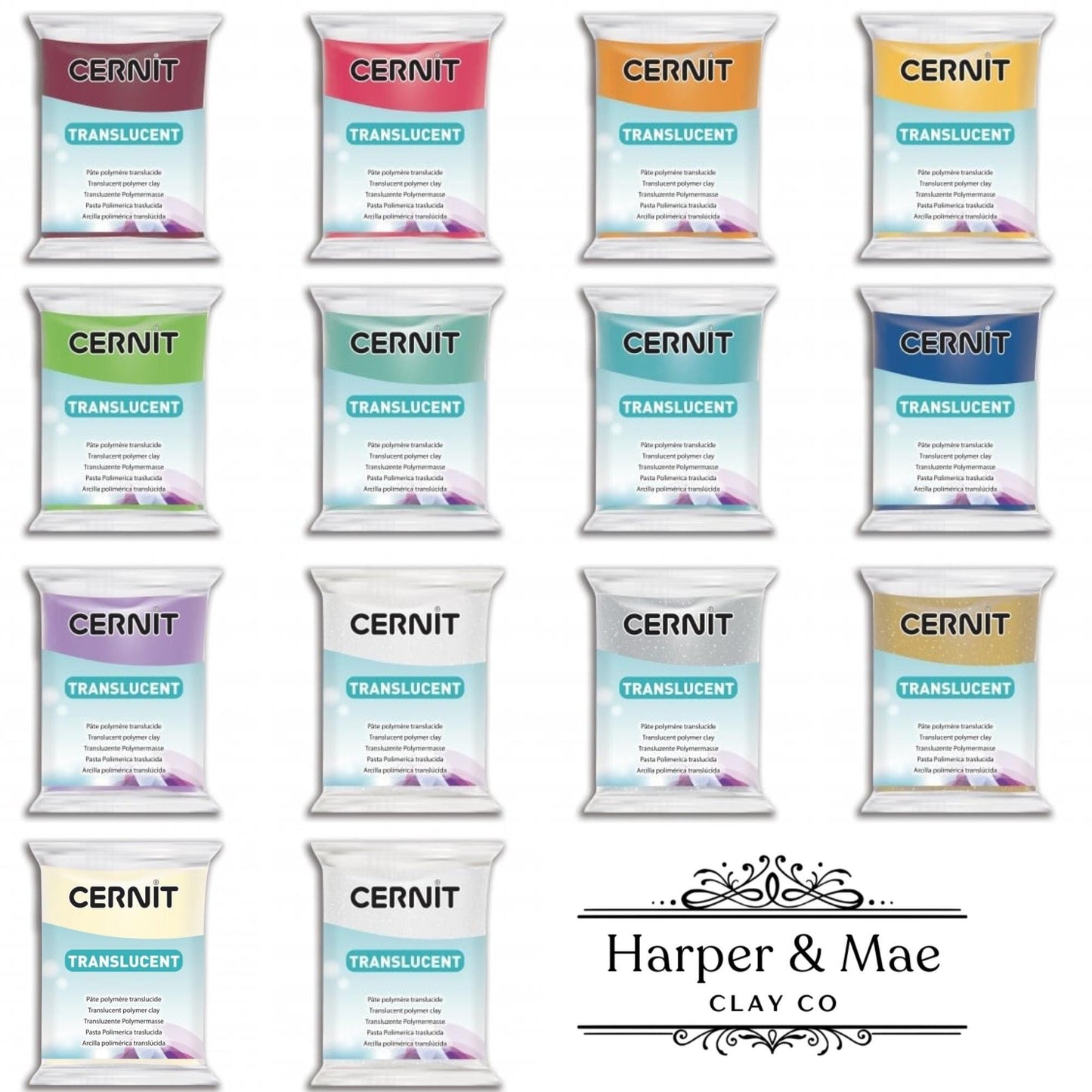 Cernit Translucent Polymer Clay 56g (2 oz) & 250g (8oz) – Professional High-Clarity Clay | All Colors Available