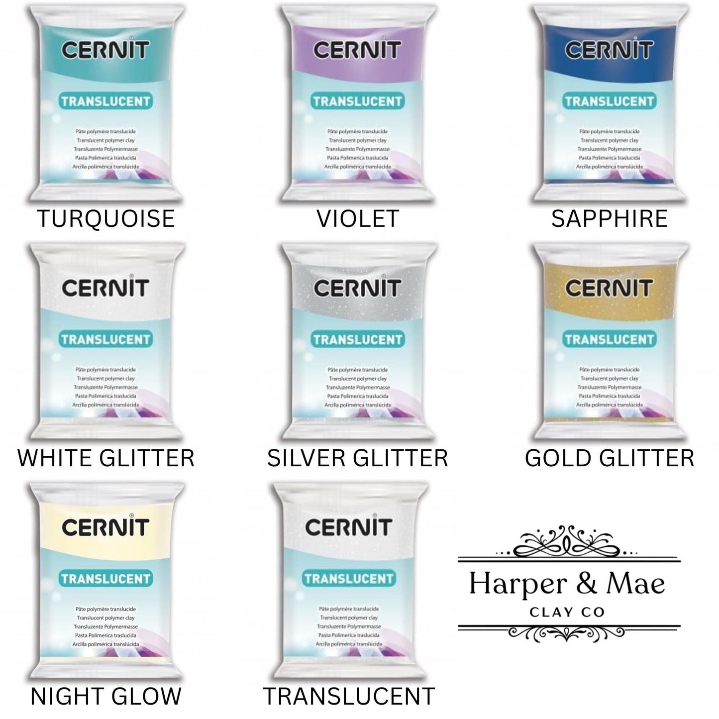 Cernit Translucent Polymer Clay 56g (2 oz) & 250g (8oz) – Professional High-Clarity Clay | All Colors Available