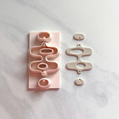 Retro Ripple All-In-One Polymer Clay Cutter and Hole Punch | Statement Earrings | E-16