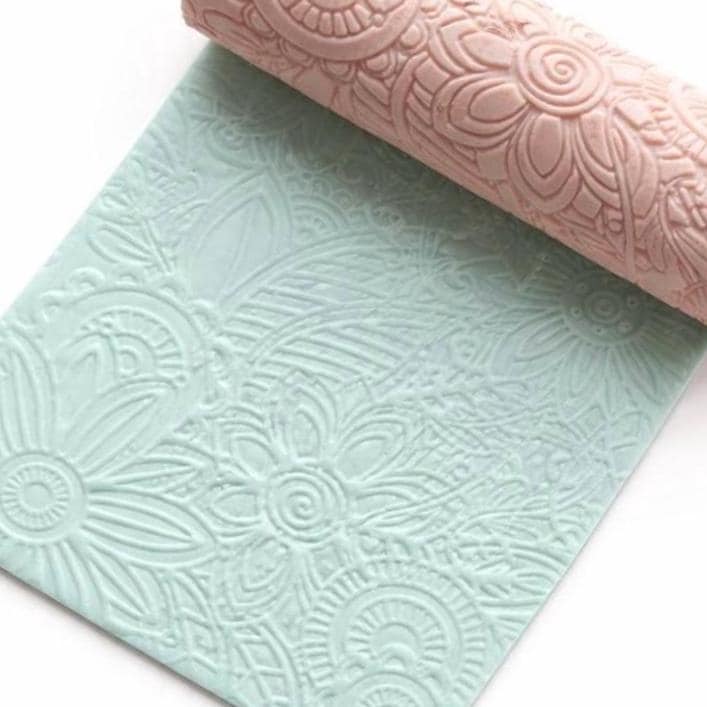 Boho Floral Polymer Clay Texture Roller | T-12