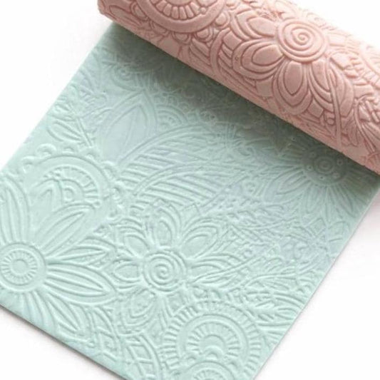 Boho Floral Polymer Clay Texture Roller | T-12