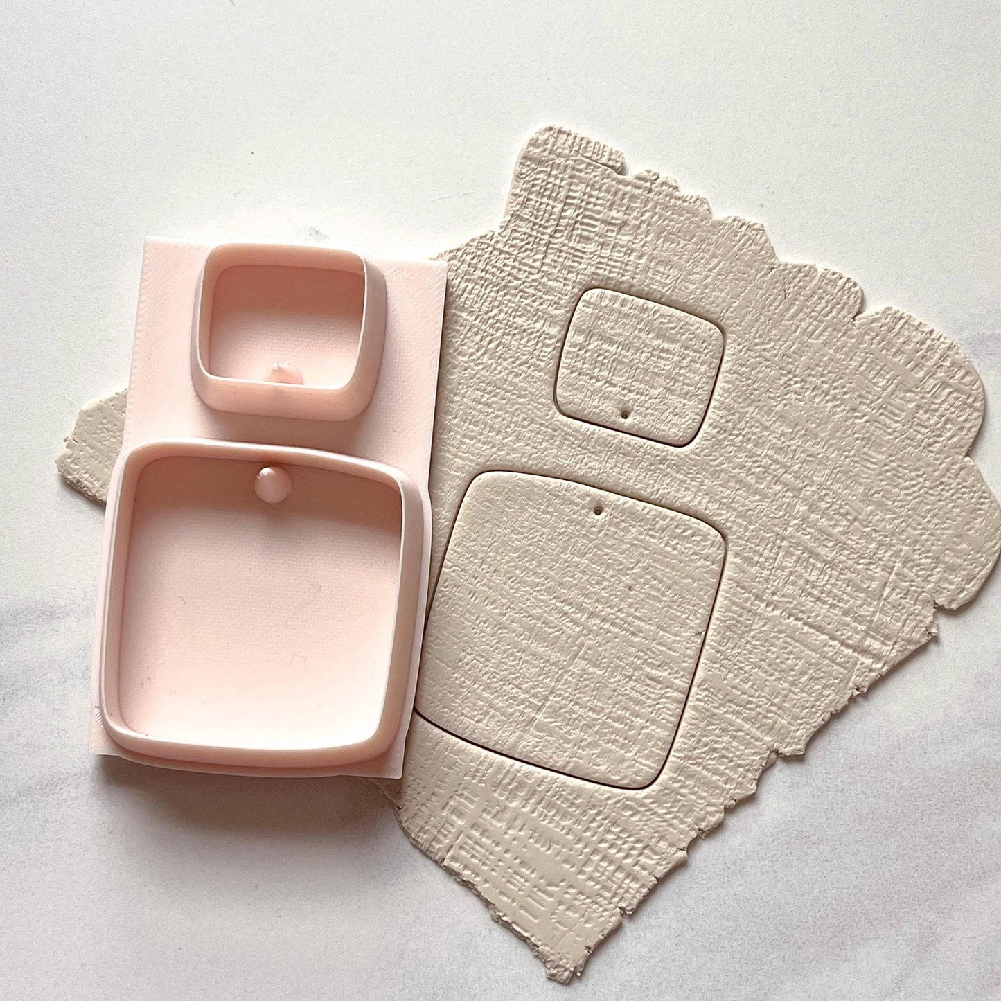 All-In-One Duo Organic Square Polymer Clay Cutter & Hole Punch Tool | Statement Earrings | D-2