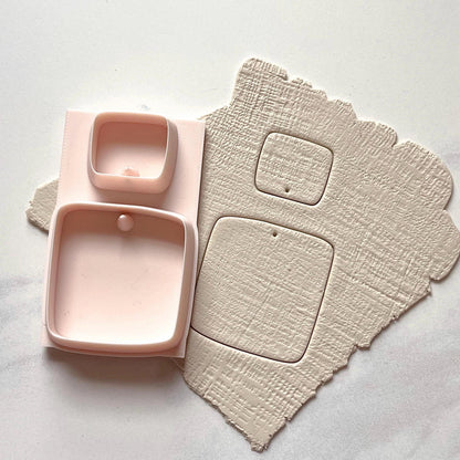 All-In-One Duo Organic Square Polymer Clay Cutter & Hole Punch Tool | Statement Earrings | D-2