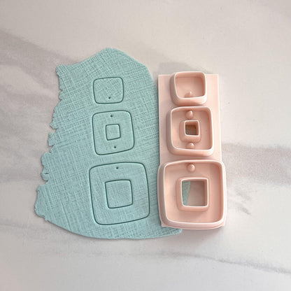 Stacked Squares All-In-One Polymer Clay Cutter with Hole Punch| Statement Earrings | E-6