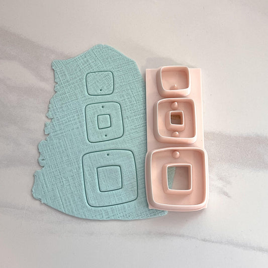 Stacked Squares All-In-One Polymer Clay Cutter with Hole Punch| Statement Earrings | E-6