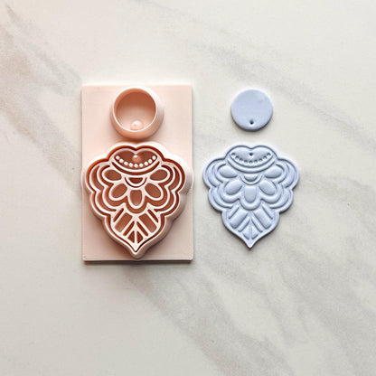 Lotus Bloom All-In-One Polymer Clay Cutter and Hole Punch | Statement Earrings | E-15