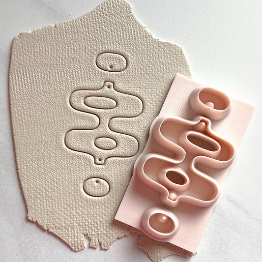 Retro Ripple All-In-One Polymer Clay Cutter and Hole Punch | Statement Earrings | E-16