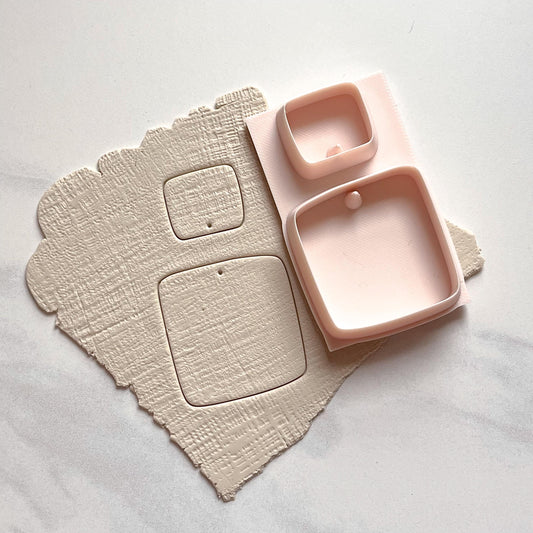 All-In-One Duo Organic Square Polymer Clay Cutter & Hole Punch Tool | Statement Earrings | D-2
