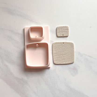 All-In-One Duo Organic Square Polymer Clay Cutter & Hole Punch Tool | Statement Earrings | D-2