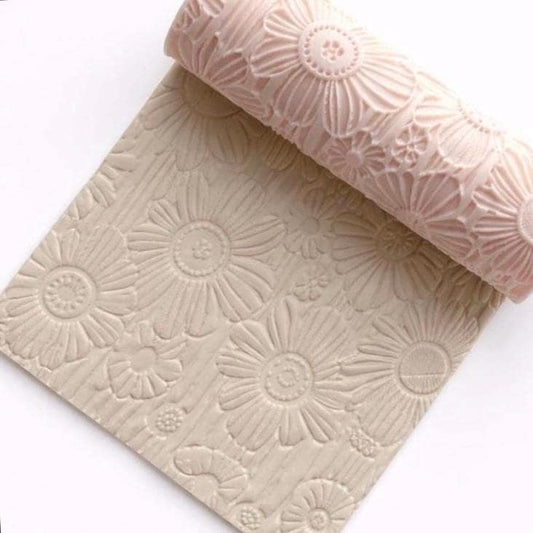 Floral Texture Roller for Clay Earrings | Seamless Embossing Pottery Tool | T-7