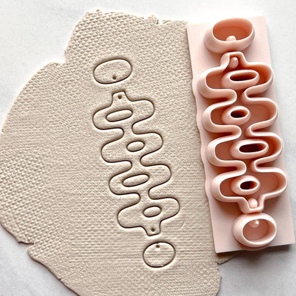 Retro Wave All-In-One Polymer Clay Cutter | Statement Earrings| E-12