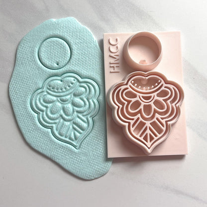 Lotus Bloom All-In-One Polymer Clay Cutter and Hole Punch | Statement Earrings | E-15